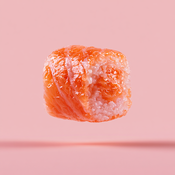 Ultra Realistic Salmon Roll Sushi on Light Pink Background
