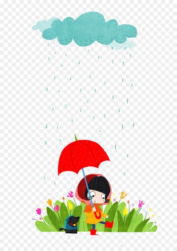 Umbrella Illustration - Red umbrella Rainy Day 