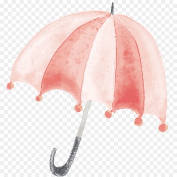 Umbrella Rain Pink Watercolor painting - Pink Umbrella 
