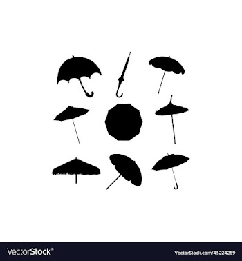 umbrella silhouette icon set creative design