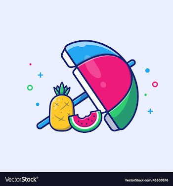 umbrella with pineapple and watermelon cartoon
