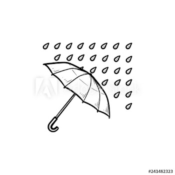 Umbrella with rain drops hand drawn outline doodle icon