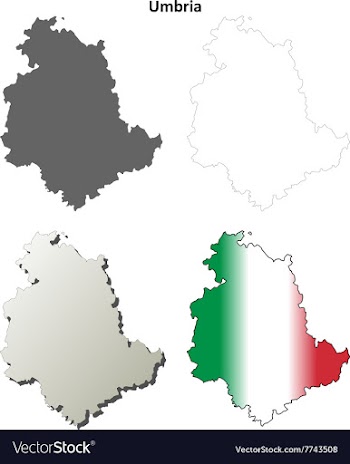 Umbria blank detailed outline map set vector image