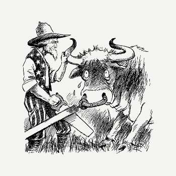 Uncle Sam & bull clipart, | Free PSD Illustration - rawpixel