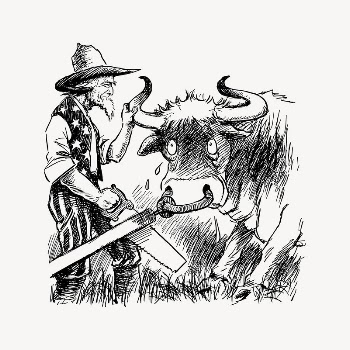 Uncle Sam & bull collage | Free Vector Illustration - rawpixel