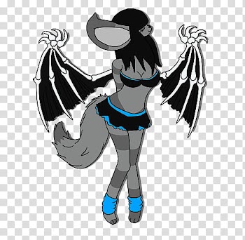 UNDEAD Wolf Bat Girl FREE LINE ART LINK transparent background PNG clipart