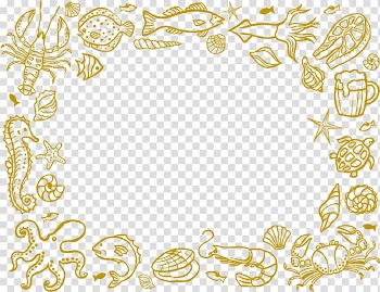Under the sea-themed frame , Seafood Restaurant, Cartoon chalk seafood material transparent background PNG clipart