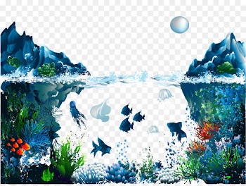 Underwater Illustration - Iceberg submarine beauty vector painted background 