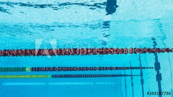Underwater swimming pool with lane markers