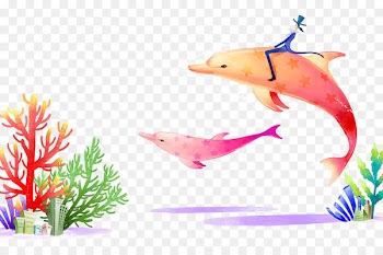 Underwater World, Singapore Coral Cartoon Illustration - whale 