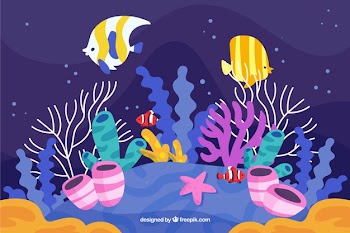 Underwater world with fish and corals Free Vector