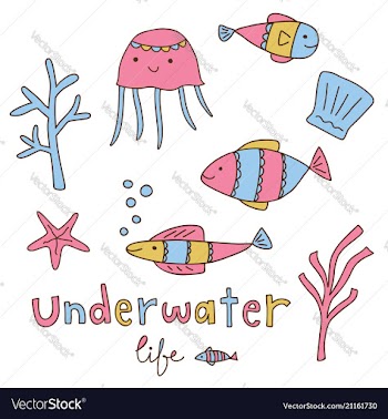  					Undewater life design elements set vector image														