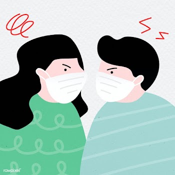 Unhappy couple during the coronavirus pandemic mockup | Free  illustration - 2303881