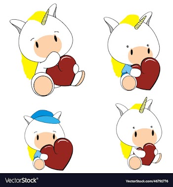 unicorn baby cartoon valentine heart pack