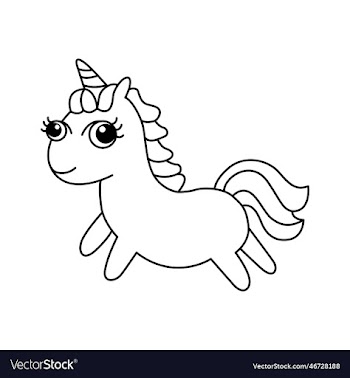 unicorn cartoon coloring page for kids