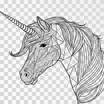 Unicorn - childrens coloring sheet PNG transparent