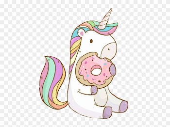 Unicorn Donut Kawaii Rainbowfreetoedit - Unicornio Con Una Dona