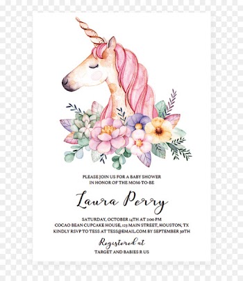 Unicorn Flower Watercolor painting Canvas Poster - babyshower 