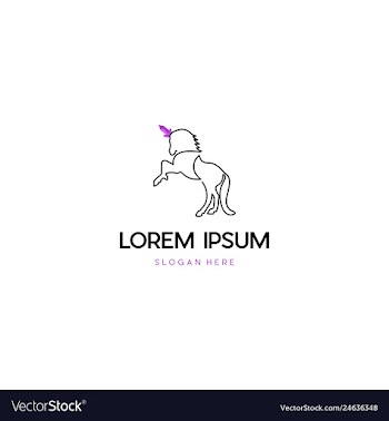 Unicorn horse animal creative logo design vector image