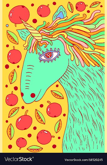 Unicorn horse - doodle cartoon drawing vector image