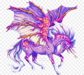 Unicorn Horse Pegasus Muses - vibrant flame 
