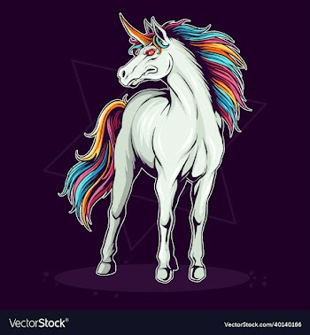 unicorn horse with colorful hair like a rainbow