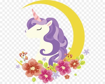 Unicorn Icon - Crescent flowers adorn the Unicorn 