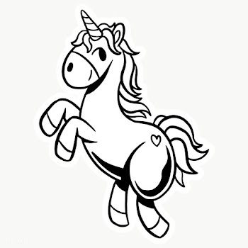 Unicorn outline sticker overlay with a white border design element | Free  transparent png - 2359738