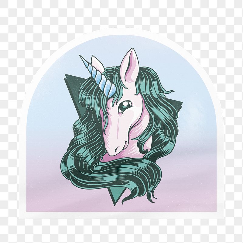 Unicorn png arc badge sticker | Free PNG - rawpixel