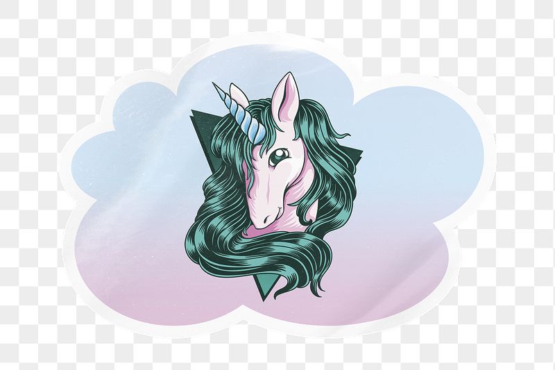 Unicorn  png cloud badge | Free PNG - rawpixel