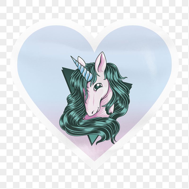 Unicorn png heart badge sticker | Free PNG - rawpixel