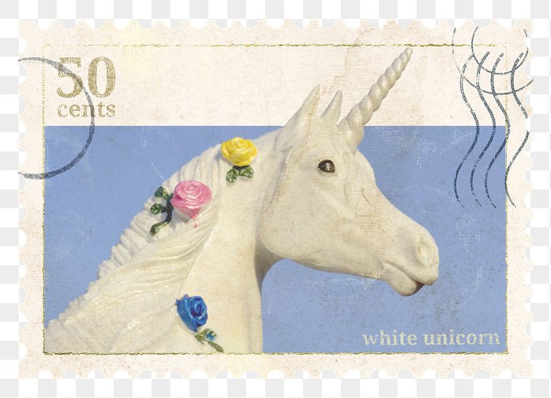 Unicorn png post stamp sticker, | Free PNG - rawpixel