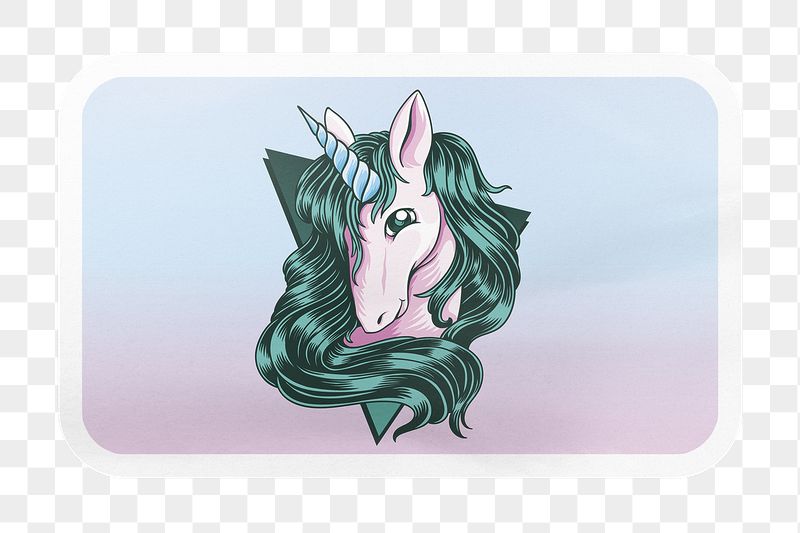 Unicorn png rectangle badge sticker | Free PNG - rawpixel