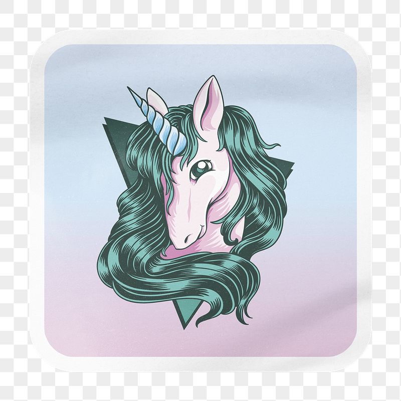 Unicorn png square badge sticker | Free PNG - rawpixel