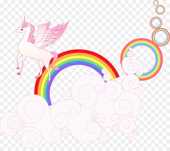 Unicorn Rainbow Clip art - Vector white clouds on the unicorn 
