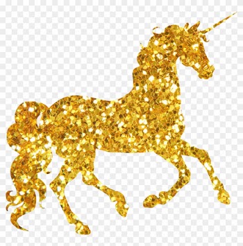 Unicorn Sparkly Cute Glitter Sticker - Gold Unicorn Png