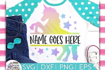 Unicorn Split Monogram Frame SVG DXF PNG EPS Cutting Files