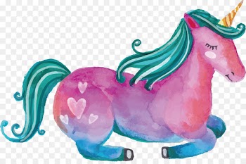 Unicorn Watercolor painting Euclidean vector - A quiet resting Unicorn 