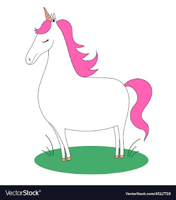 unicorn with a pink mane on the grass