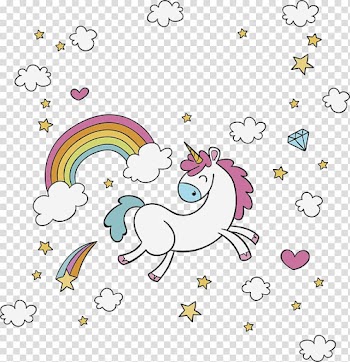 Unicorn with rainbow , Unicorn Drawing Illustration, Happy running unicorn transparent background PNG clipart