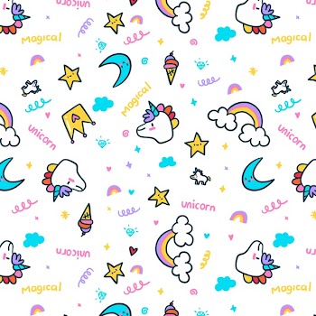 Unicorns and rainbows seamless pattern Free Vector