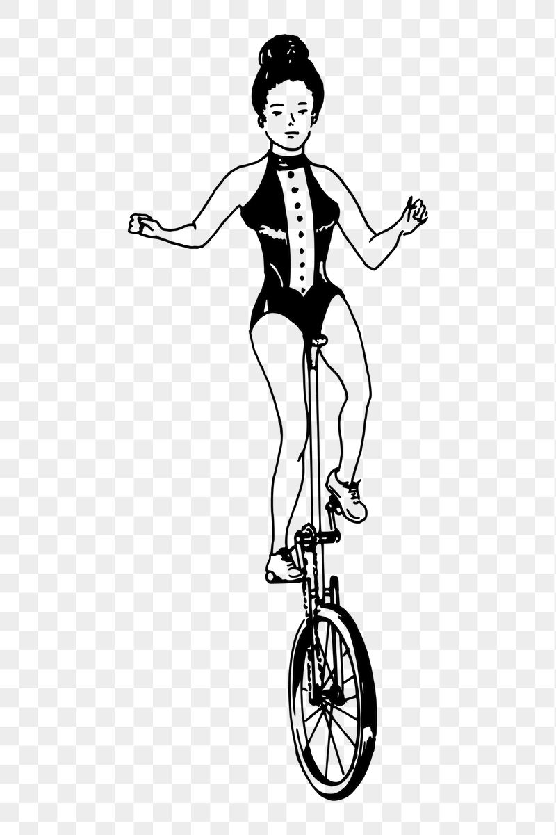 Unicycle lady png sticker, vintage | Free PNG - rawpixel