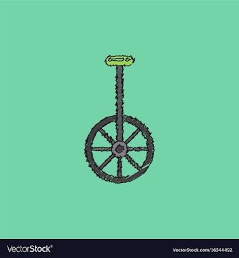 Unicycle one wheel bicycle cartoon flat style in vector image