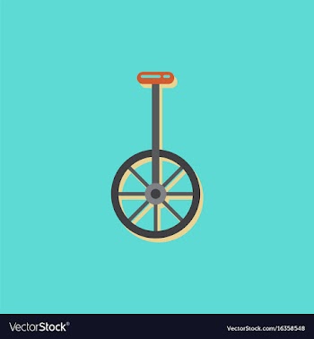 Unicycle one wheel bicycle cartoon flat style in vector image