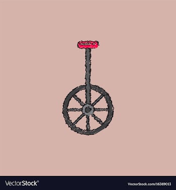 Unicycle one wheel bicycle cartoon flat style in vector image