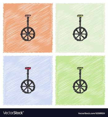 Unicycle one wheel bicycle cartoon flat style in vector image