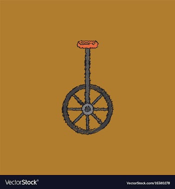 Unicycle one wheel bicycle cartoon flat style in vector image