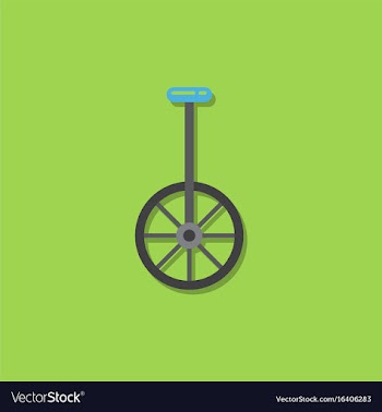 Unicycle one wheel bicycle cartoon flat style in vector image