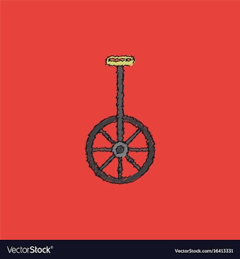 Unicycle one wheel bicycle cartoon flat style in vector image