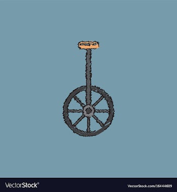 Unicycle one wheel bicycle cartoon flat style in vector image